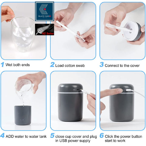 Portable Mini Air Humidifier Air Diffuser 300ml Large Capacity USB Powered Mute