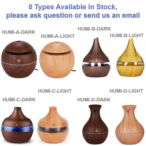 USB Rechargeable 300ML Air Humidifier & Mist Maker Essential Oil Diffuser - Dark