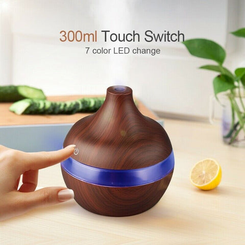 USB Rechargeable 300ML Air Humidifier & Mist Maker Essential Oil Diffuser - Dark