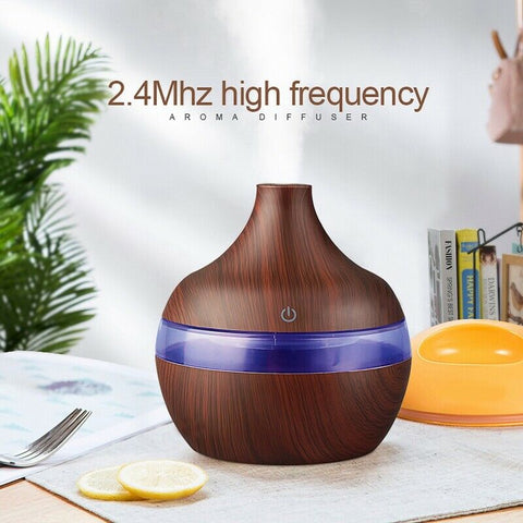 USB Rechargeable 300ML Air Humidifier & Mist Maker Essential Oil Diffuser - Dark