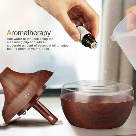 USB Rechargeable 300ML Air Humidifier & Mist Maker Essential Oil Diffuser - Dark