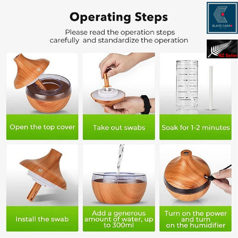 USB Rechargeable 300ML Air Humidifier & Mist Maker Essential Oil Diffuser - Light