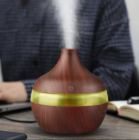 USB Rechargeable 300ML Air Humidifier & Mist Maker Essential Oil Diffuser - Dark