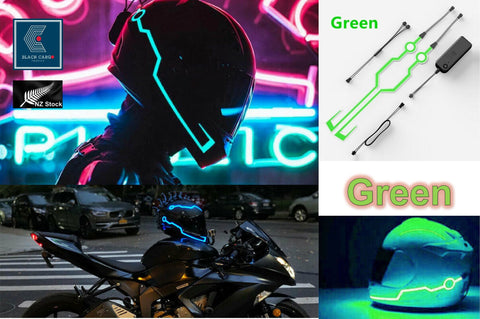 Motorcycle helmet Light Strip Night Riding Signal Strip Light -  Green