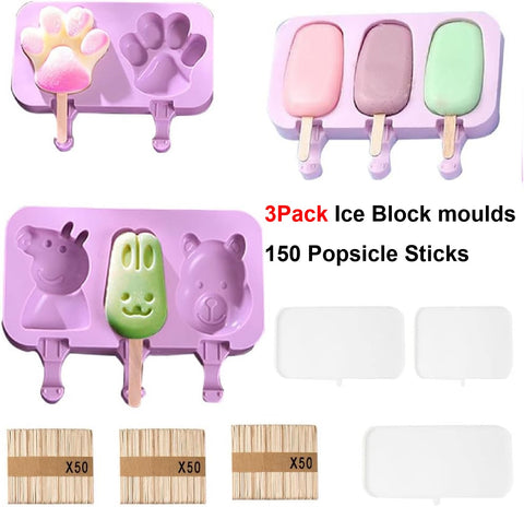 3Pack Ice block moulds Ice Cream Maker Molds Popsicle Moulds