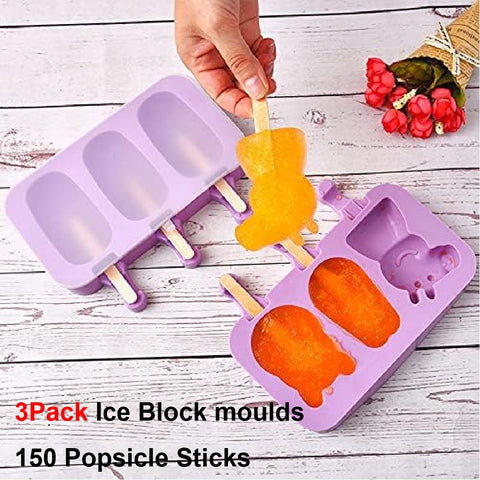 3Pack Ice block moulds Ice Cream Maker Molds Popsicle Moulds