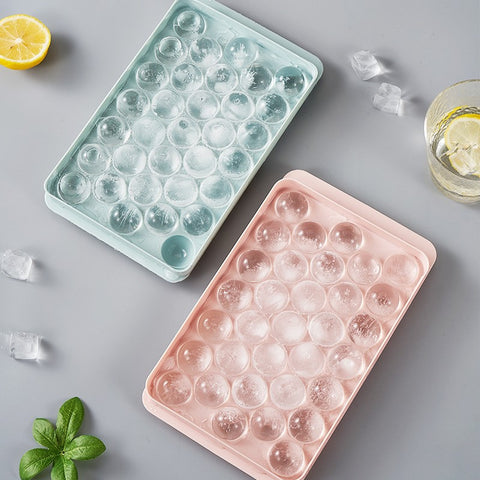 33 Grids Ice Ball Ice Cube Maker Mould Ice Sphere Hockey Tray With Lid For Freezer 2Pcs