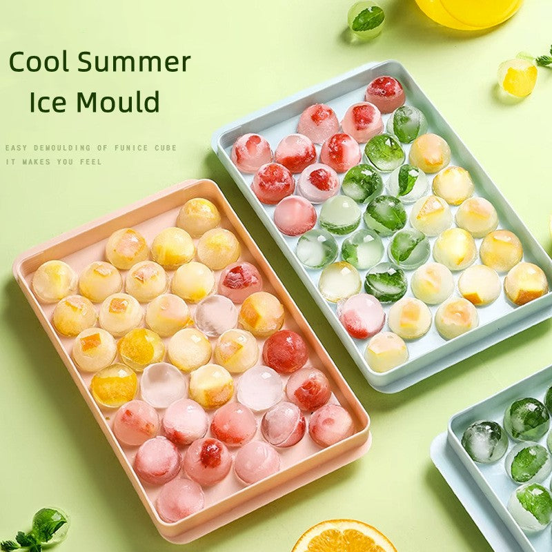 33 Grids Ice Ball Ice Cube Maker Mould Ice Sphere Hockey Tray With Lid For Freezer 2Pcs