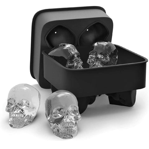 2 set 3D Large Skull Ice Cube Mold Tray Stackable Silicone Round Ice Maker