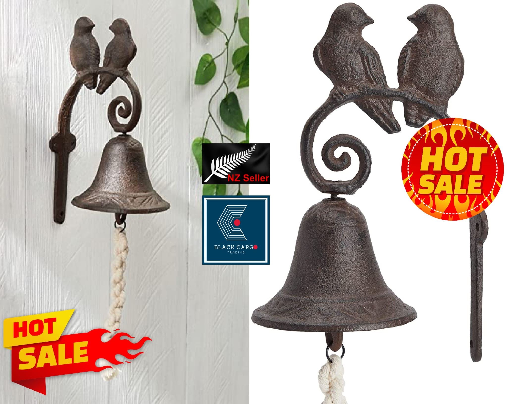 Cast Iron Door Bell Garden Ornament Sculptures Bird - Referdeal