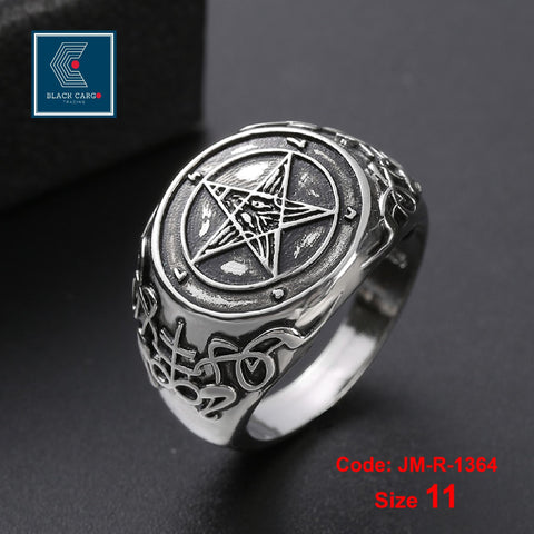 Men's Ring Vintage Occult Pentagram Sigil of Baphomet Ring Jewellery Size 11