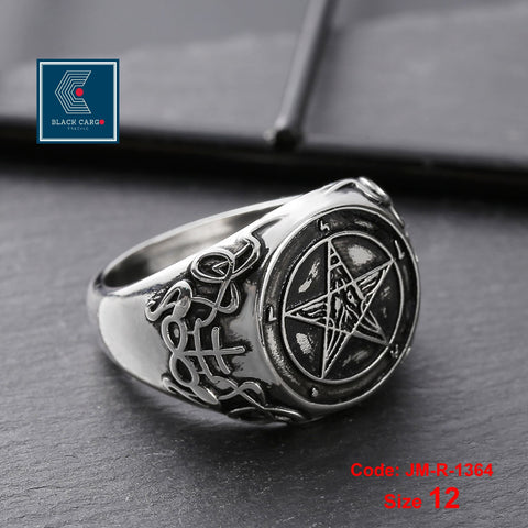 Men's Ring Vintage Occult Pentagram Sigil of Baphomet Ring Jewellery Size 12