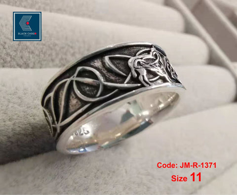 Men's Ring Viking Wolf Totem Nordic Style Stainless Steel Jewellery Size 11