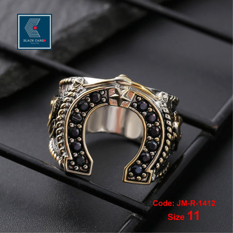 Men's Ring West Cowboy Horseshoe Ring Cowboy Boots Two-Colour Jewellery Size 11