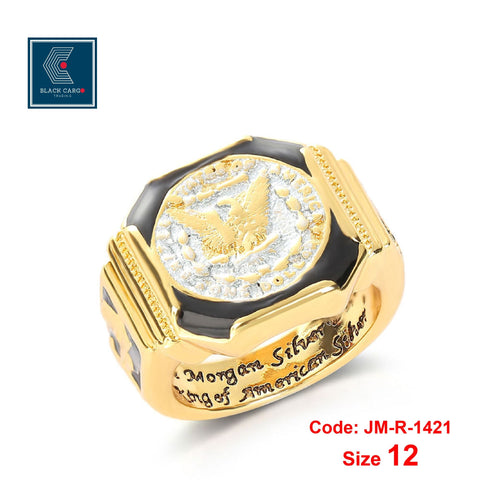 Men's Ring Eagle Ring Bald Eagle Nordic Viking Hawk Coin Jewellery Size 12