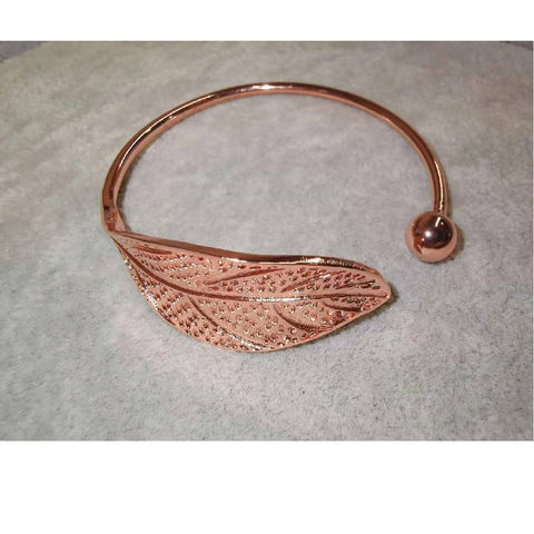 Bangle Charm Bracelet 18KGP Rose Gold Gorgeous Leaf Cuff Jewellery Accessories