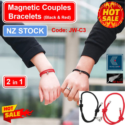 2pcs Magnetic Couples Bracelets Heart Shaped Friendship Bracelets for Women Men
