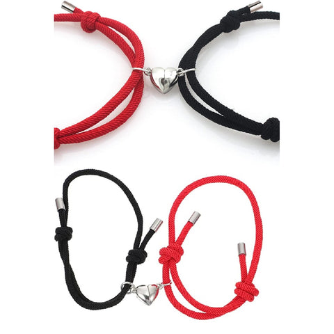 2pcs Magnetic Couples Bracelets Heart Shaped Friendship Bracelets for Women Men