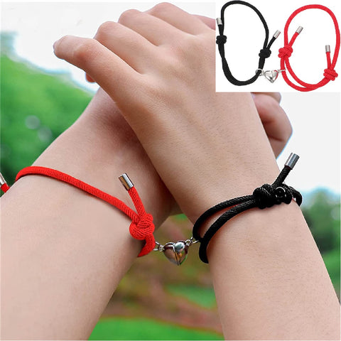 2pcs Magnetic Couples Bracelets Heart Shaped Friendship Bracelets for Women Men