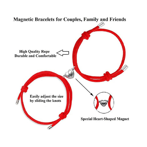 2pcs Magnetic Couples Bracelets Heart Shaped Friendship Bracelets for Women Men