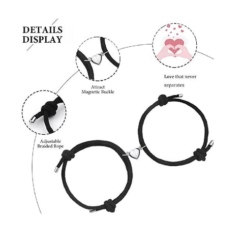 2pcs Magnetic Couples Bracelets Heart Shaped Friendship Bracelets for Women Men