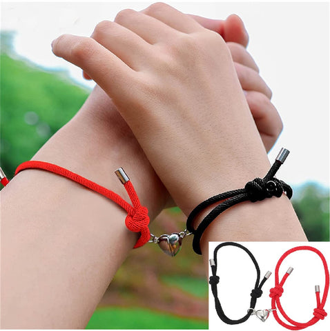 2pcs Magnetic Couples Bracelets Heart Shaped Friendship Bracelets for Women Men