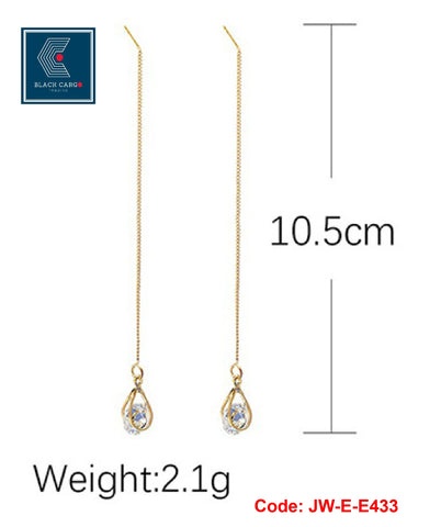 CZ Diamonds Earring 18KGP Yellow Gold Teardrop Thread Dangle Earrings Jewellery