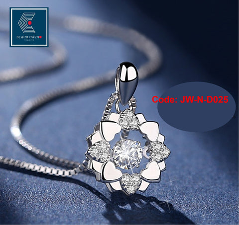 CZ Diamonds 925 Sterling Silver Necklace Heart Flower Design Jewellery for Women