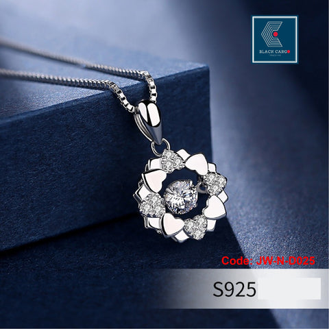 CZ Diamonds 925 Sterling Silver Necklace Heart Flower Design Jewellery for Women