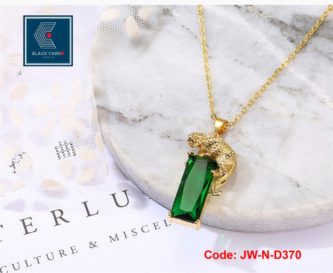 925 Sterling Silver Necklace 18KGP Gold Emerald Crystal Leopard Jewellery