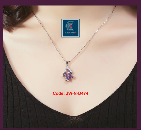 CZ Diamonds 925 Sterling Silver Pendant Clover Amethyst for Necklace Jewellery