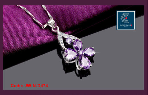 CZ Diamonds 925 Sterling Silver Pendant Clover Amethyst for Necklace Jewellery