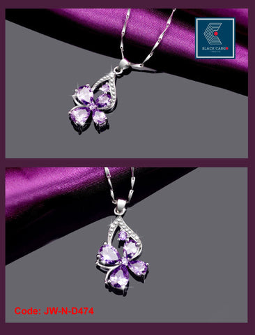 CZ Diamonds 925 Sterling Silver Pendant Clover Amethyst for Necklace Jewellery