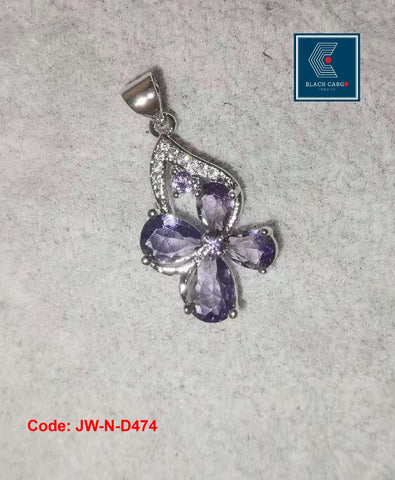 CZ Diamonds 925 Sterling Silver Pendant Clover Amethyst for Necklace Jewellery