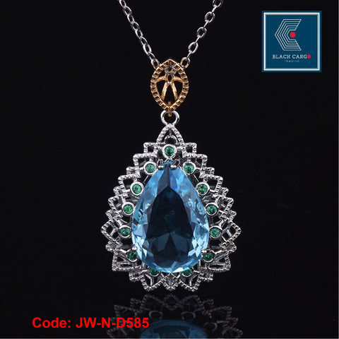 CZ Diamond Necklace 925 Sterling Silver Classic Design Aquamarine Ring Jewellery