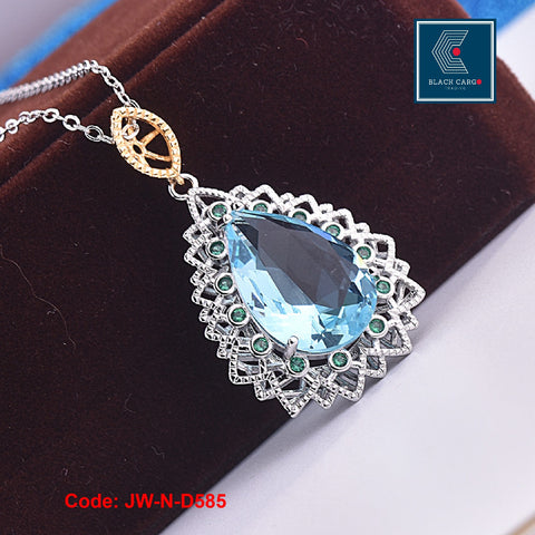 CZ Diamond Necklace 925 Sterling Silver Classic Design Aquamarine Ring Jewellery