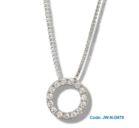 CZ Diamond Crystal Open Circle Pendant Necklace 18KGP White Gold Jewellery