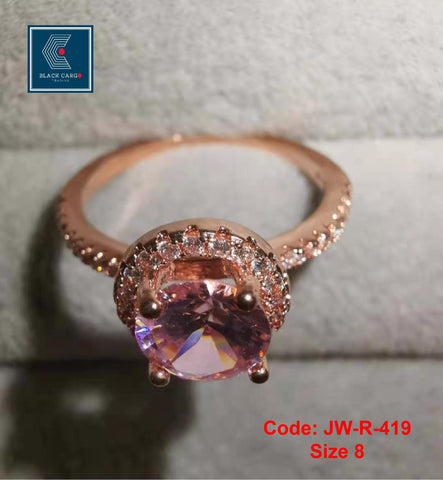 Cubic Zirconia Diamond Ring 18KGP Rose Gold Engagement Ring Jewellery Size 8 for Women