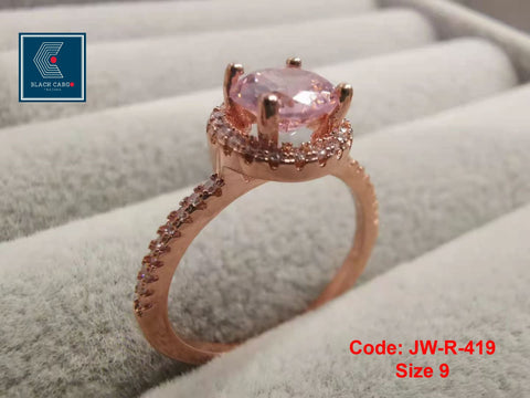 Cubic Zirconia Diamond Ring 18KGP Rose Gold Engagement Ring Jewellery Size 9 for Women