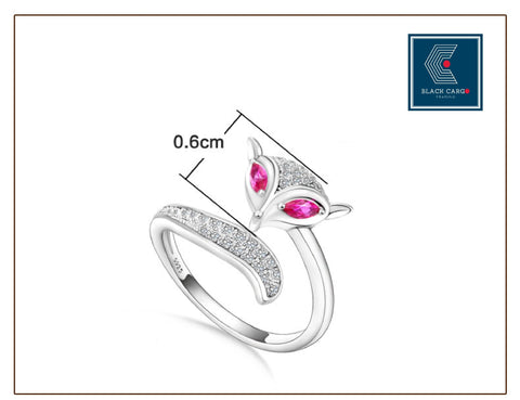 Gemstone Ring 18KGP White Gold Ruby Ring Cats Eye Design Adjustable Size 6.5 to 10