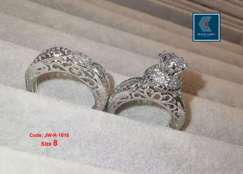 Cubic Zirconia Diamond Rings Set 2 Rings 18KGP White Gold Engagement Ring Jewellery Size 8