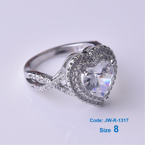 CZ Diamond 925 Sterling Silver Heart Shaped Twist Bridal Ring Jewellery Size 8