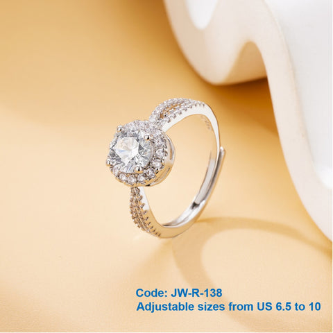 CZ Diamond Square Round Classic Promise Rings Jewellery 18KGP White Gold