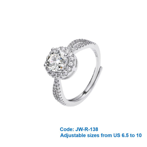 CZ Diamond Square Round Classic Promise Rings Jewellery 18KGP White Gold