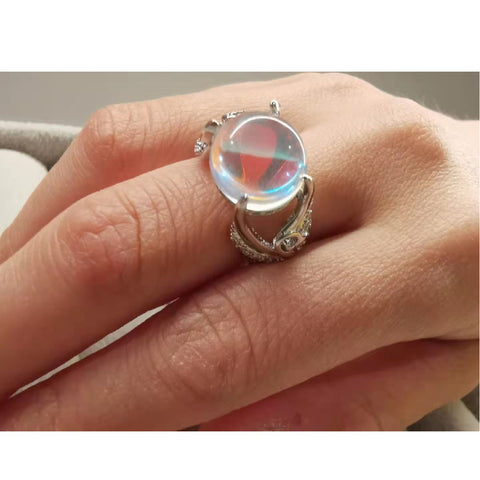 Cubic Zirconia Diamond Ring 925 Sterling Silver Moonstone Ring Promise Ring Jewellery Size 7