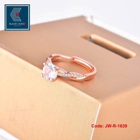 Cubic Zirconia diamond Ring 18KGP Rose Gold Promise Ring Jewellery Adjustable Size 6.5 to 10