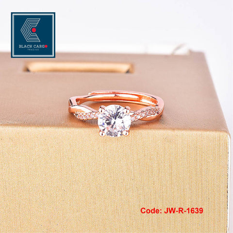 Cubic Zirconia diamond Ring 18KGP Rose Gold Promise Ring Jewellery Adjustable Size 6.5 to 10