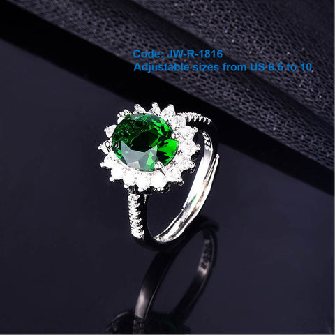 CZ Diamond 18KGP White Gold Oval Emerald Ring Infinity Band Engagement Jewellery