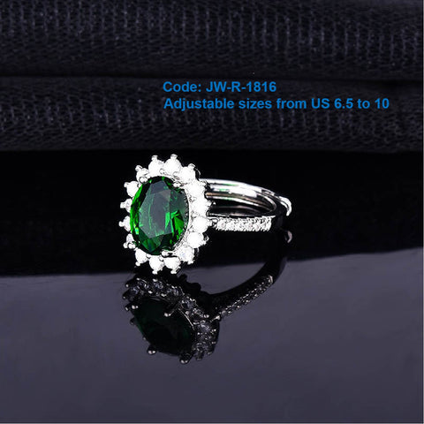 CZ Diamond 18KGP White Gold Oval Emerald Ring Infinity Band Engagement Jewellery