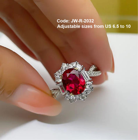 CZ Diamond Vintage Ruby Ring Twist Shank Moissanite Jewellery Sterling Silver